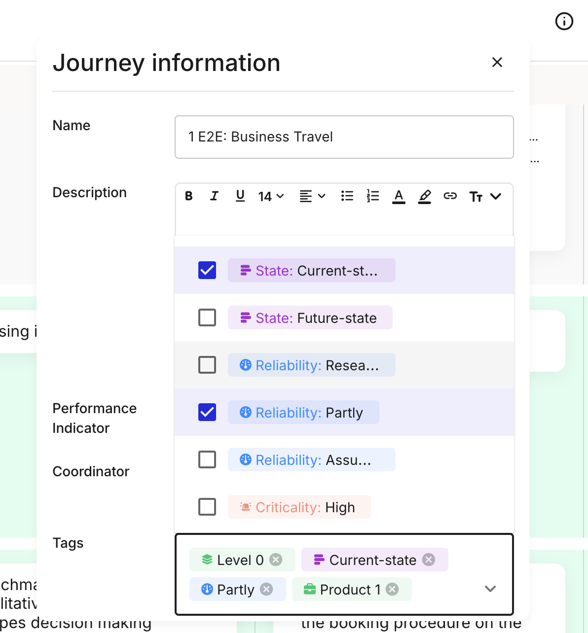 Journey maps organized and filtered with tags
