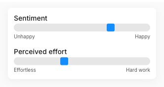 The same two-slider card rendered in Dot style: each slider shows an empty track with a small square marker at the value, no fill.