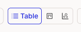 The Table / Board / Chart view switcher. Table is selected and shows a text label; Board and Chart are icon-only.