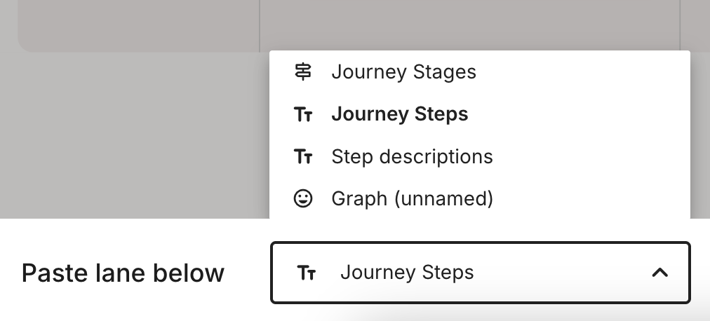 Menu for copying a lane between journey maps