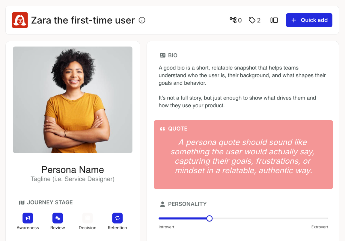 Redesigned persona with new building blocks