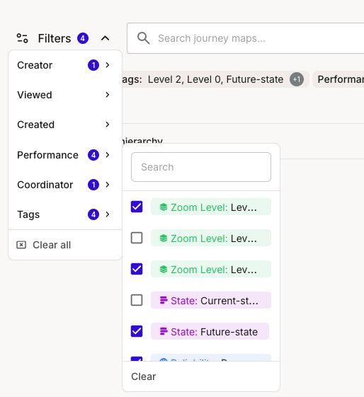 Condition bar filtering used consistently across menus