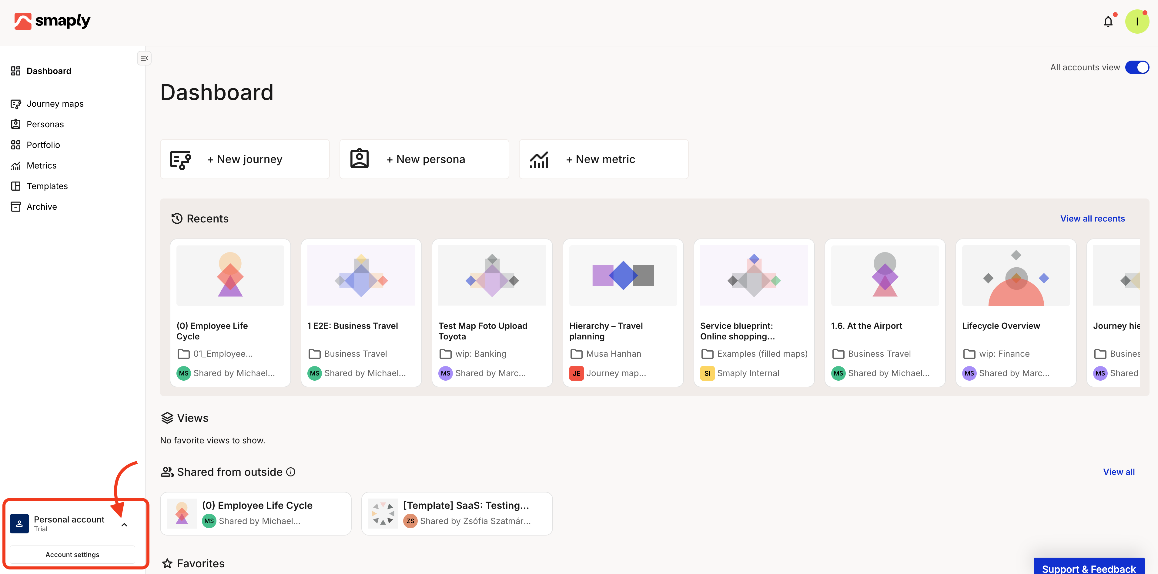 Redesigned dashboard sidebar with account switcher