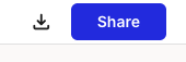 The top bar of the persona editor showing a download icon on the left and a blue Share button on the right.