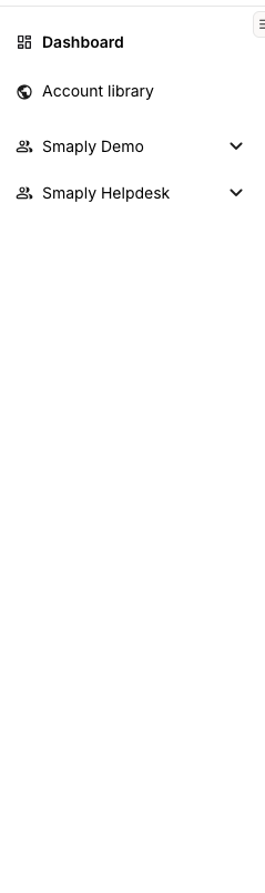 The left sidebar showing Dashboard, then the Account library item marked with a globe icon, then two workspace entries listed below it.